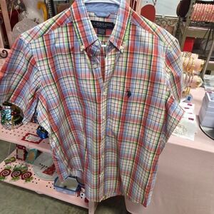 US Polo Assn Mens Plaid Short Sleeve Button Up Shirt Casual